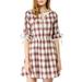 Allegra K Women's Plaid Tie Keyhole Neck Half Sleeves Lined Dresses