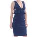 AIDAN MATTOX Womens Navy Ruffled Sleeveless V Neck Knee Length Dress Size 2