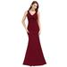 Ever-Pretty Women's Elegant Pleated Mermaid Knitted Dress for Party 07559 Red US6