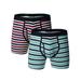 CVLIFE Fashion Stripe Cotton Boxer Briefs for Men Long Leg Sport Underwear Regular Rise Swim Trunks with Fly (2 Pack)