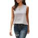 Lumento Tank Tops for Women V Neck Lace T Shirts Leisure Baggy Sleeveless T-shirt Blouse Ladies Sport Athltics Tee Dailywear Women Clothes Gray S