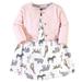 Hudson Baby Baby Girl Cotton Dress and Cardigan Set, Modern Pink Safari, 6-9 Months