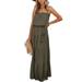 Women Strapless Dress Casual Solid Color Tube Dress Holiday Party Cocktail Maxi Long Dress