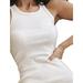 Women Summer Dress Sleeveless Solid Color Ribbed Knit O-neck Sundress