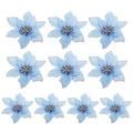 Winnereco 10pcs Xmas Flowers Decor Festival Wreath Glitter Hanging Pendant (Blue)