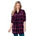 Woman Within Women's Plus Size Pintucked Flannel Shirt