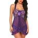 ZIYIXIN Women's Perspective Nightdress, Open Hem Halter Dress with Lace Briefs