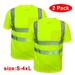 TWO PIECES Outdoors 2PACK Men's Hi Vis Reflective Safety Pocket T Shirt High Visibility ANSI Class 3 High Visibility Bird's Eye T-Shirt. size: S/M/Large/XL/2XL/3XL/4XL