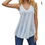 Brongsleet Sleeveless T-shirt Women Summer V Neck Sexy Vest Casual Loose Top, White, L