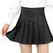 Sexy Slim A-Line Short Skirt Girl Student Korean Style Female High Waist Pure Color Pleated Skirt