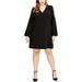 Rachel Roy Womens Plus V-Neck Bell Sleeve Wear to Work Dress