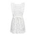 ZIYIXIN Women's Elegant Lace Ruffle Dress, Sleeveless High Waist Temperament Crochet Floral Dress with Bow Waist Belt