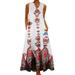 Women's Vintage Sleeveless Beach Maxi Dresses Summer Loose Floral Print Sundress