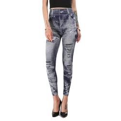 Women Denim Leggings High Waist Skinny Jeans Distressed Jeggings Pants Stretchy Skinny Pencil Pants Full Length Trousers