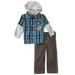 Infant Boys Layered Plaid Long Sleeve Shirt & Pant Set