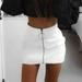 Womens Leather Skirt, Mini High Waist Casual Zip PU metallic element Slim Pencil Plus Size Leather skirt with buttocks