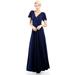 Evanese Women's Plus Size Evening Formal Long Dress Gown with Short Sleeves