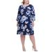 Tommy Hilfiger Women's Plus Size Floral-Print Grommet-Sleeve Dress Blue Size 22W