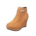 LUXUR Women's PU Booties Wedge Heel Ankle Boots Solid Color Shoes Everyday Comfort High-Heel Rubber Outsole Zip Closure