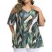 MAWCLOS Women Off Shoulder Tee Shirt Summer Beach Boho Floral Tunic Blouse T-shirt Lady Plus Size Casual Loose Short Sleeve Tops