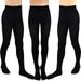 TeeHee Kids Girls Fashion Microfiber Tights 3 Pair Pack (6-8 Years, Black)