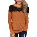 Women's Black Lace Top Long Sleeve Elegant Sweatshirt