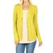 Women Classic Thin Snap Button Front V-Neck Button Down Long Sleeve Ribbed Knit Cardigan