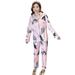 Maxcozy Women's Autumn Winter Print Pajamas Long Sleeves Turn-down Collar Button Cardigan 2-piece Sleepwear
