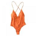 Wuffmeow Women Swimwear Sexy High Cut One Piece Swimsuit Backless Swim Suit Thong Bathing Suit