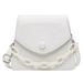 SJENERT Solid Color Thick Chain Small PU Leather Crossbody Bags For Women Summer Shoulder Cross Body Bag Ladies Handbags(White)