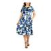 24/7 Women's Plus Size Comfort Apparel Floral V-Neck Side Slit Plus Size Maxi Dress
