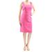 KASPER Womens Pink Darted Zippered Sleeveless Square Neck Knee Length Sheath Wear To Work Dress Size: 8