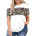 UKAP Women Summer Tunic Casual Loose Short Sleeve Leopard Blouse T-shirt Tops Plus Size Oversized Crew Neck Pullover Tee