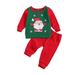 ZIYIXIN Christmas Baby's 2Pcs Housedress Suit Long Sleeve Round Neck Top with Santa Claus Pattern Elastic Head Long Pants