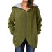 Romacci Women Autumn Winter Hoodies Zip Up Long Sleeve Plus Size Loose Jacket Hooded Coat Cardigan Parka Black/Army Green