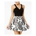 CRYSTAL DOLLS Womens Black Color Block Sleeveless V Neck Short Fit + Flare Evening Dress Size 1