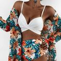 Alvage Women 3 Piece High Waisted Swimsuit with Cover Ups Printed Bikini Bathing Suits Floral Triangle High Waist Bikini