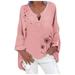 TOYFUNNY Plus Size Women Casual Long Sleeve Floral Print Loose V-Neck Shirt Blouse Top