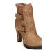 New Women C Label Binky-4 PU Shearling Trimmed Buckle Chunky Heel Bootie