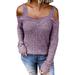 Women Knitted Sweater Off shoulder Pullover Long-sleeve Tops Cozy Loose Warm Jumper Autumn