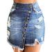 Colisha Women Casual Distressed Ripped High Waist Denim Skirt Summer Pockets Jean Short Skirt Ladies Leisure Washed Frayed Pockets Mini Jean Skirt