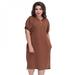 ZAVAREA B Plus Size Straight Dresses Women O-Neck With Zippers Big Size Summer Casual Loose Solid Dress