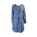 Two By Vince Camuto Womens Blue Long-Sleeve Pocket Shirtdress M