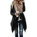 Women Winter Warm Sweater Long Trench Jacket Coat Plush Fluffy Faux Fur Irregular Big Fur Collar Cardigan Parka Overcoat Outwear