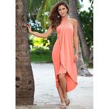 Women's Jewel Halter Sheath Dress Irregular Dress Solid Color Dress Sexy Dress Slim Dress