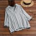 ZANZEA Women Stand Collar V Neck Long Sleeve Striped Baggy Tops Blouse Pullover