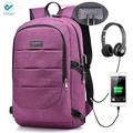 Deago Laptop Backpack, Business Anti Theft with lock Waterproof Travel Backpack with USB Charging Port for Laptops up to 17 inches (Purple)