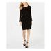 CALVIN KLEIN Womens Black Sweater Studded Long Sleeve Crew Neck Above The Knee Sheath Cocktail Dress Petites Size: M