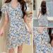 HEVIRGO Fashion Floral Print Women Summer V Neck Ruffled Sleeve High Waist Lace Up Dress