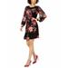 Womens Petite Sheer Sleeve Floral Shift Dress 10P